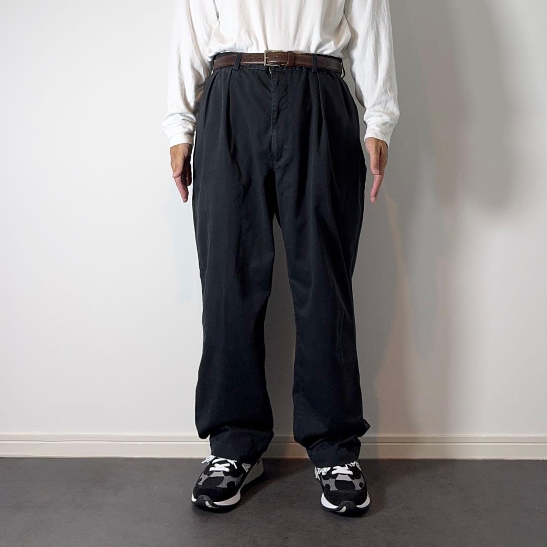 PoloRalphLauren90sANDREWブラックポロチノW38L32古着