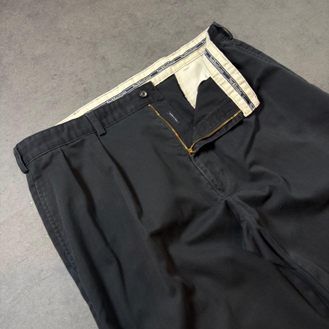 PoloRalphLauren90sANDREWブラックポロチノW38L32古着