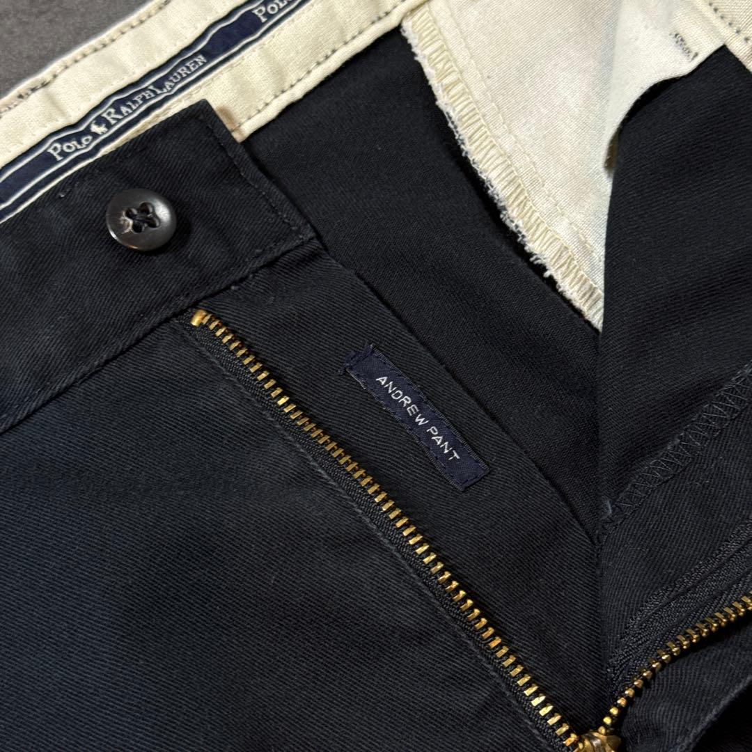 PoloRalphLauren90sANDREWブラックポロチノW38L32古着