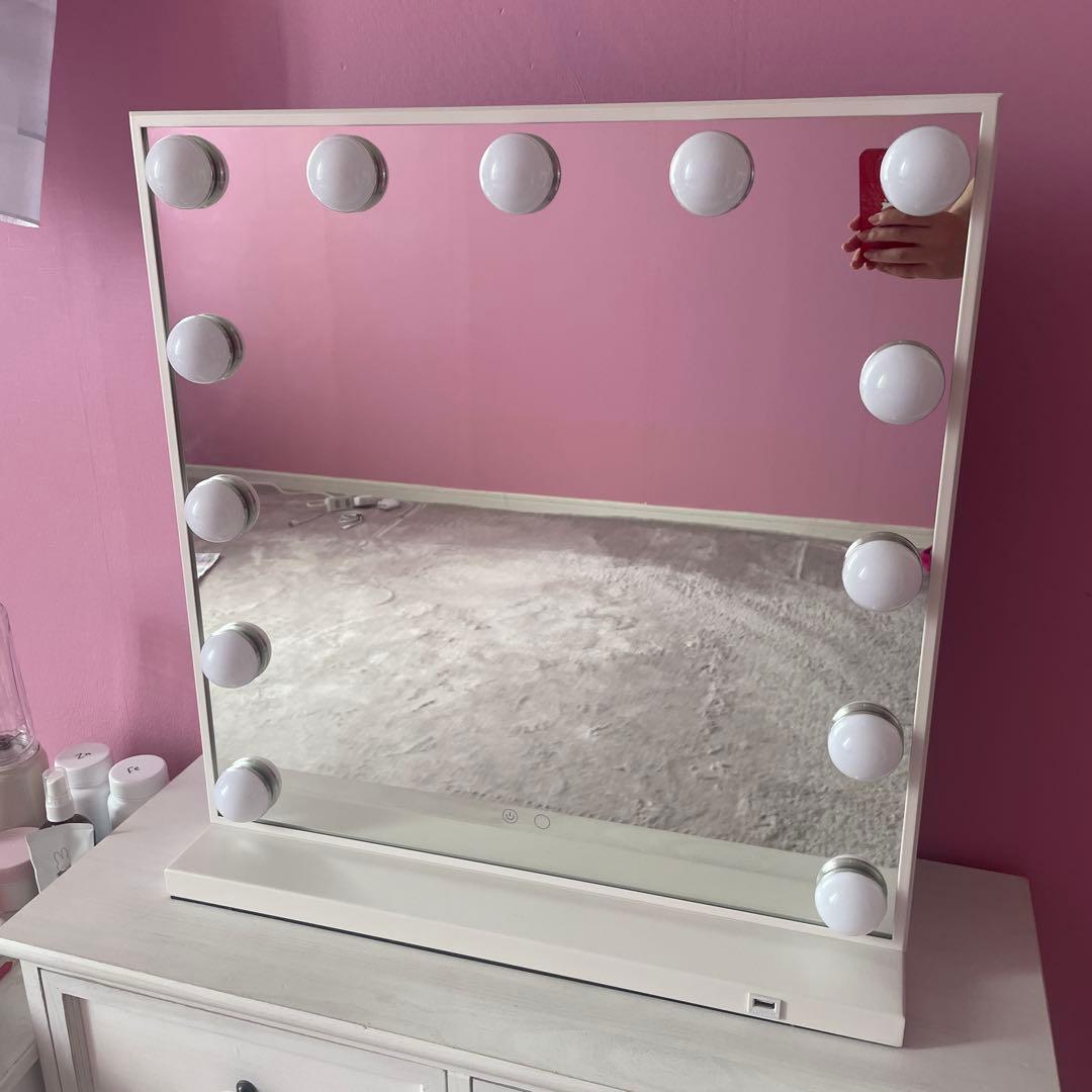 フランフラン　エルドラド ハリウッドミラー 女優ミラー　ホワイト 卓上