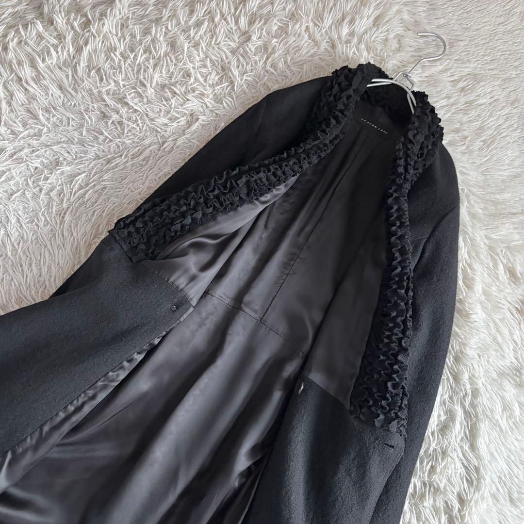 希少 レア ヨーガンレール フリルネック ガウン コート 黒 ロング