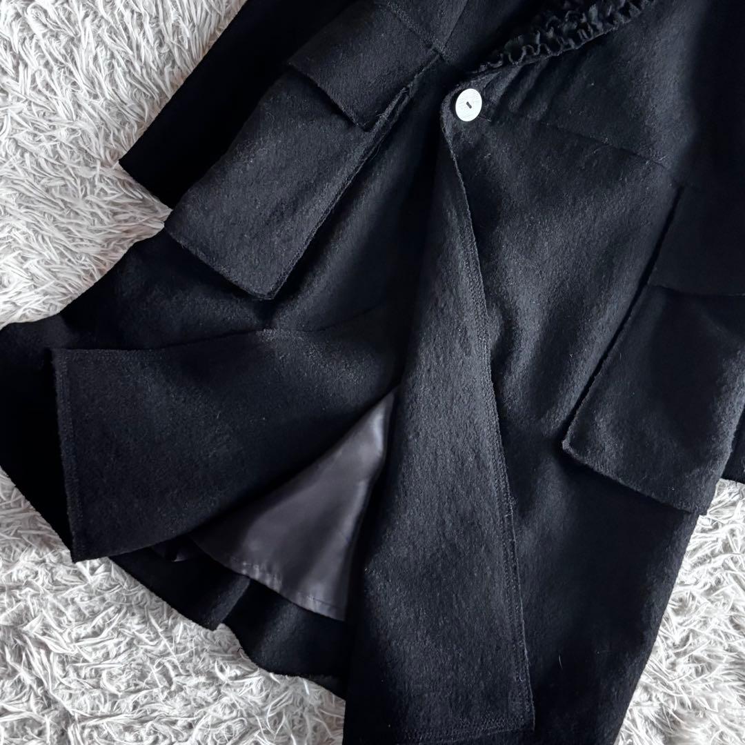 希少 レア ヨーガンレール フリルネック ガウン コート 黒 ロング