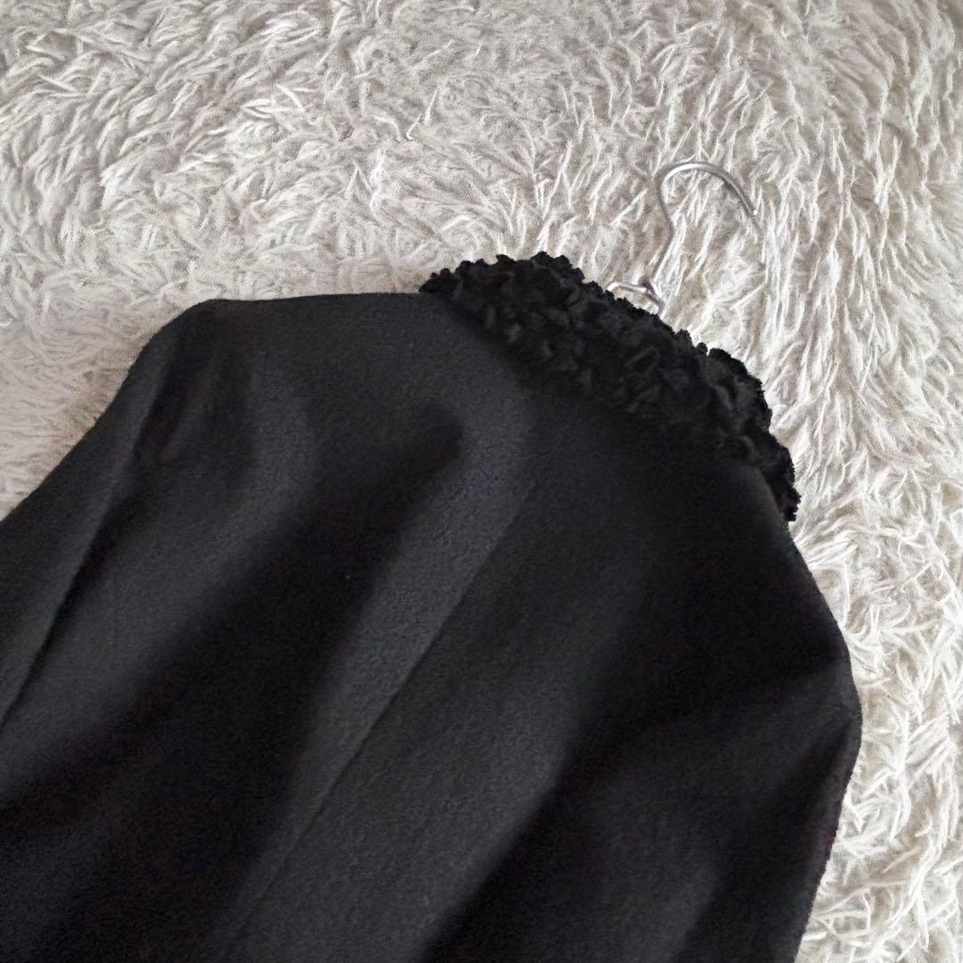 希少 レア ヨーガンレール フリルネック ガウン コート 黒 ロング