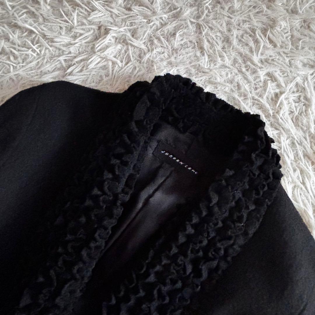 希少 レア ヨーガンレール フリルネック ガウン コート 黒 ロング