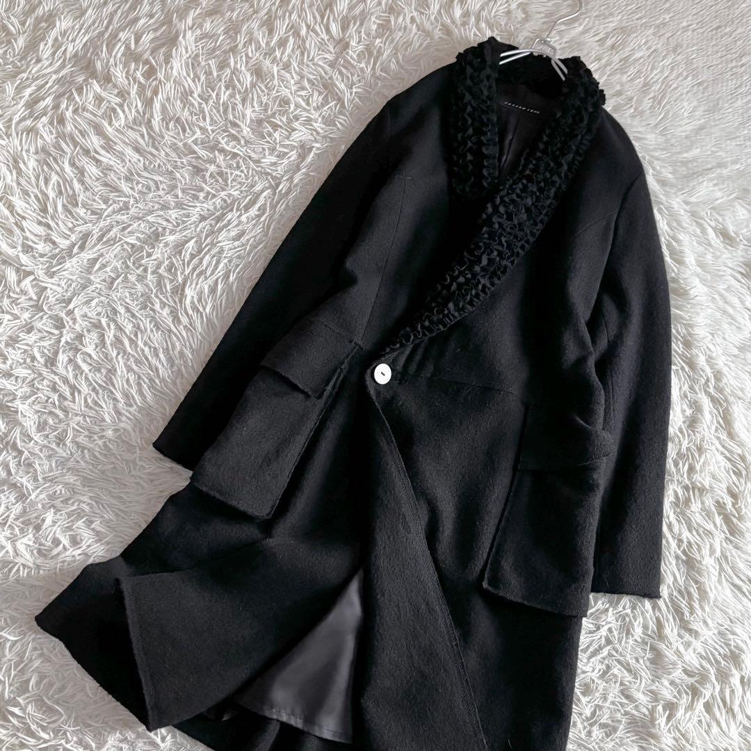 希少 レア ヨーガンレール フリルネック ガウン コート 黒 ロング