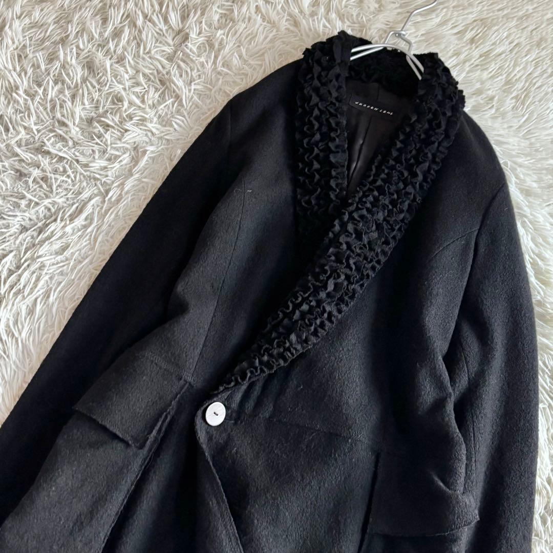 希少 レア ヨーガンレール フリルネック ガウン コート 黒 ロング