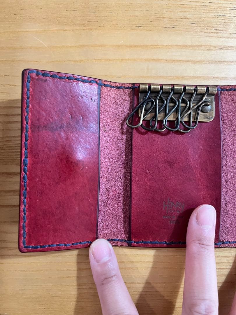 HENRY CUIR レザーキーケース 赤　アンリークイール