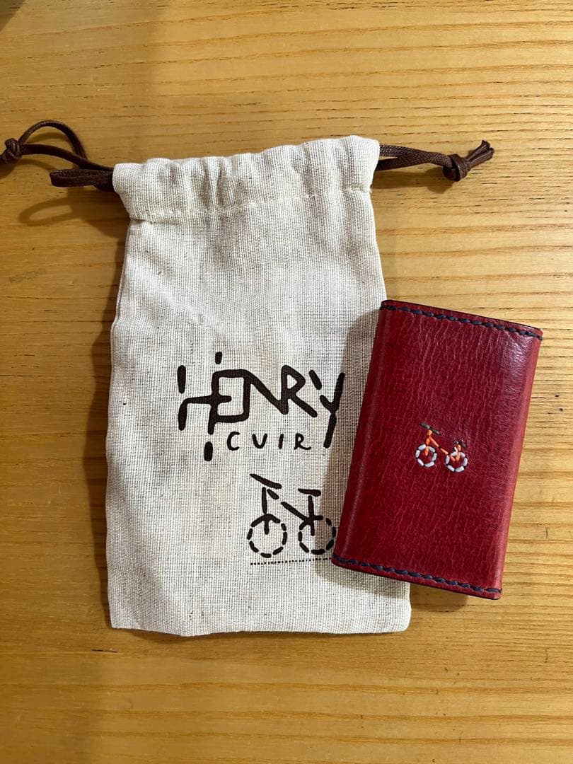HENRY CUIR レザーキーケース 赤　アンリークイール