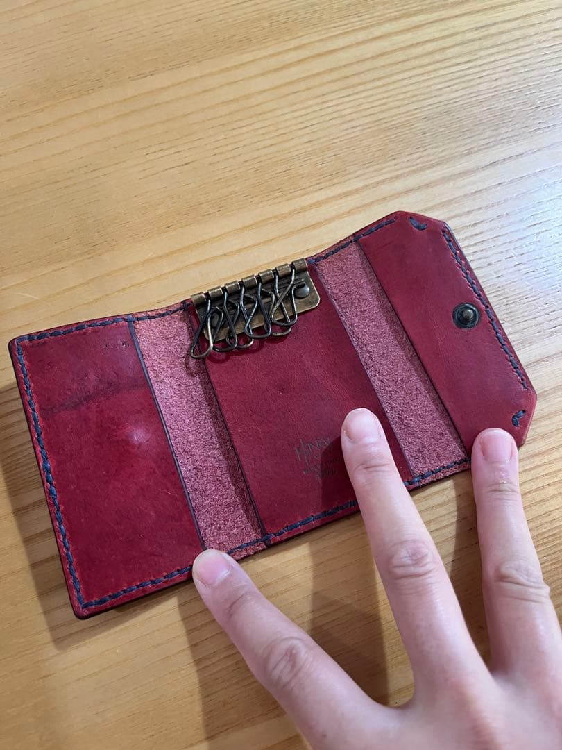 HENRY CUIR レザーキーケース 赤　アンリークイール