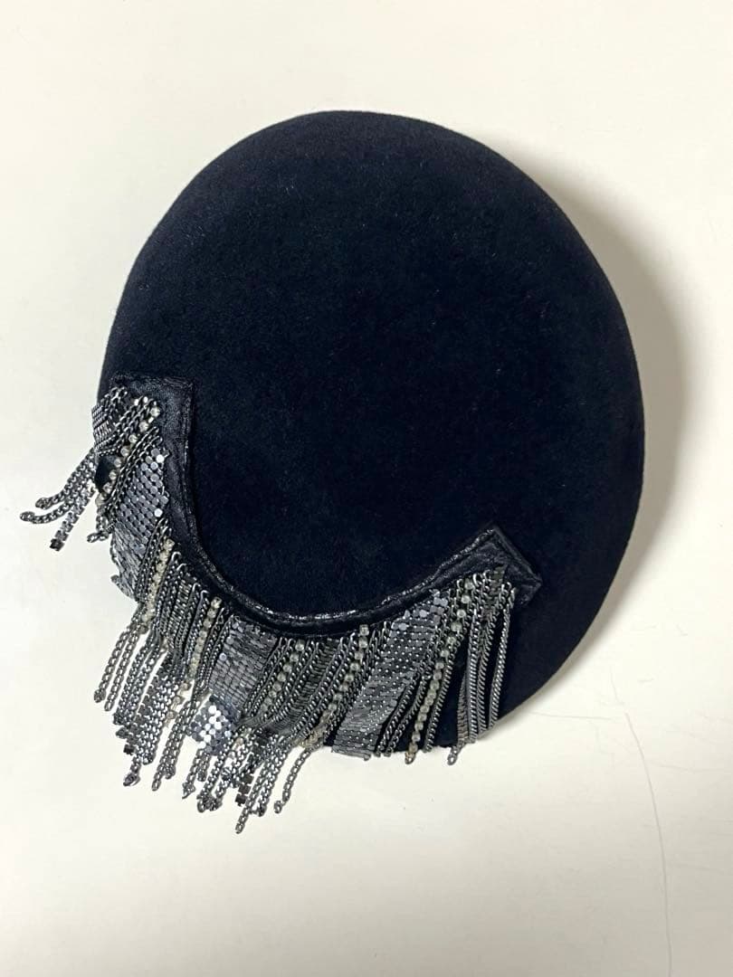 misaharada ミサハラダ ベレー帽 ラインストーンチェーン付き