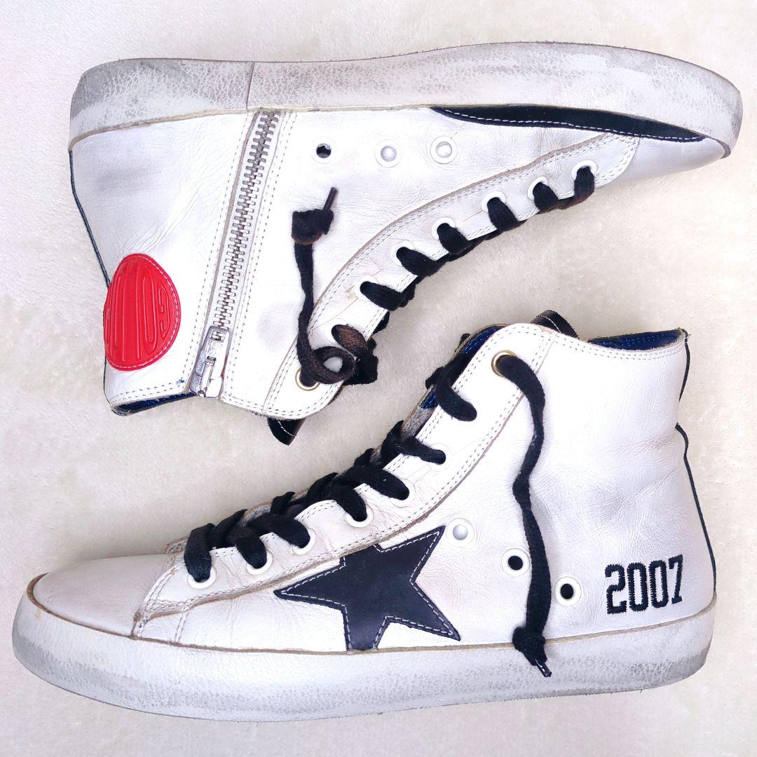 ゴールデングース【良品】FRANCY ハイカットスニーカー　白 × 黒　37