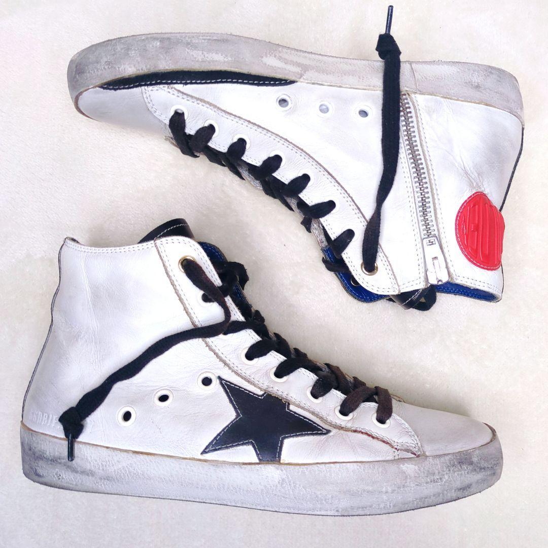 ゴールデングース【良品】FRANCY ハイカットスニーカー　白 × 黒　37