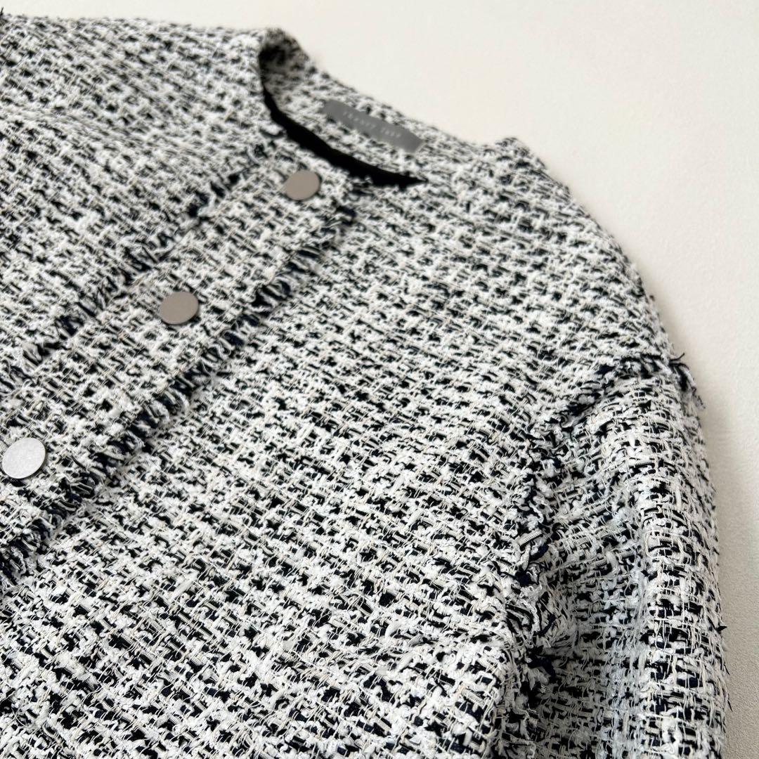 【美品】2025SS theory luxeツイードノーカラージャケット 38