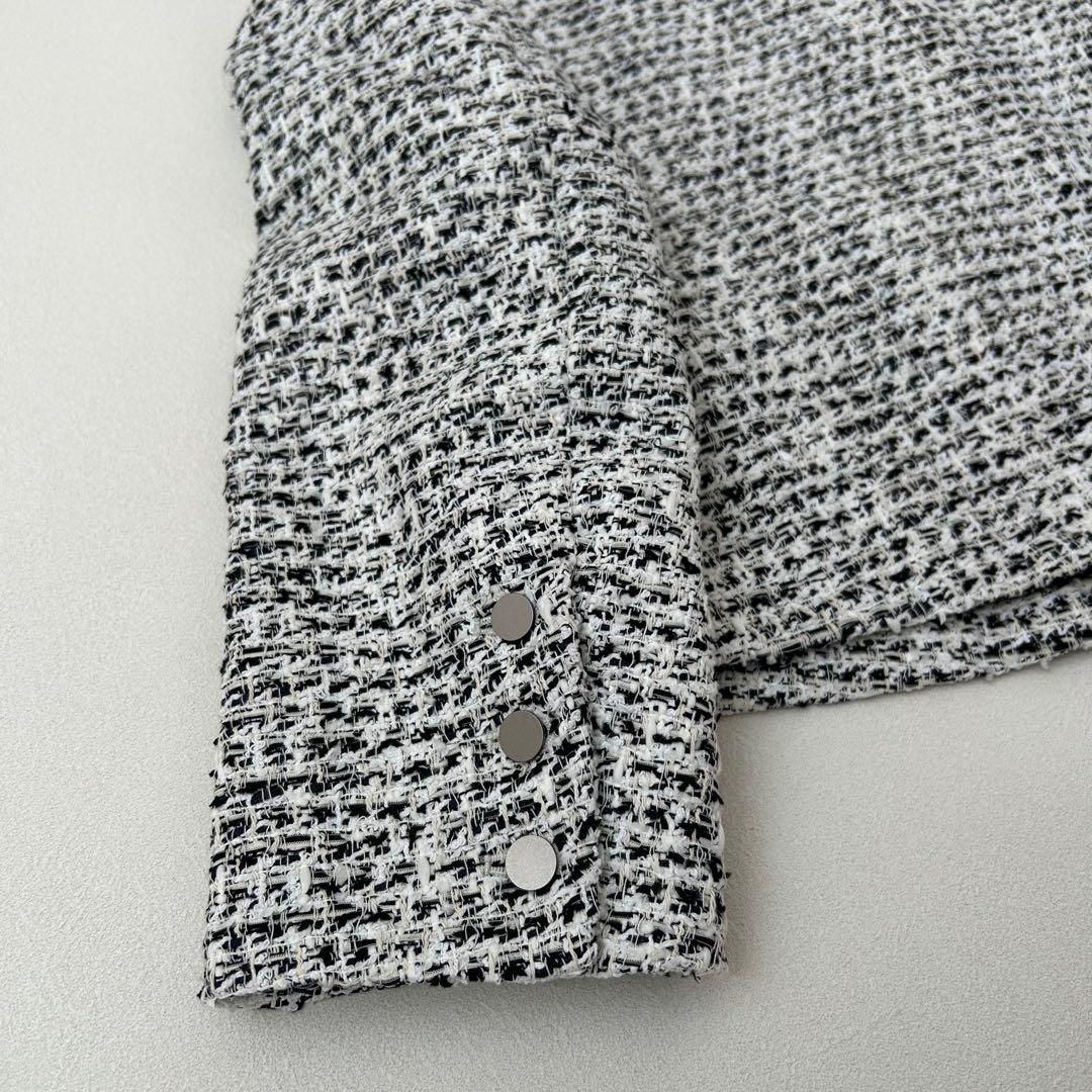 【美品】2025SS theory luxeツイードノーカラージャケット 38