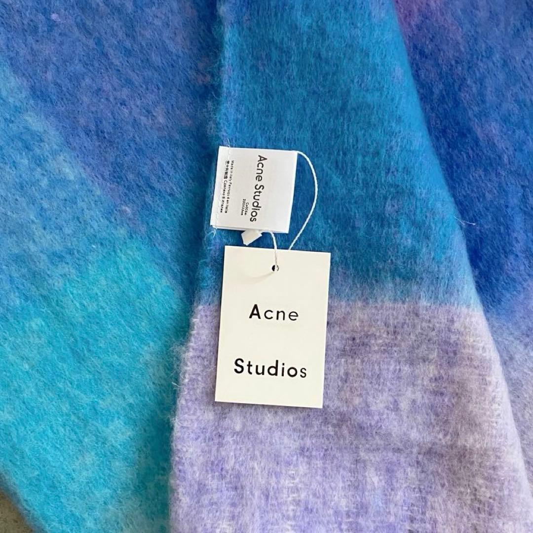 ※圧縮簡易梱包【新品未使用】Acne Studios チェックストールパープル系