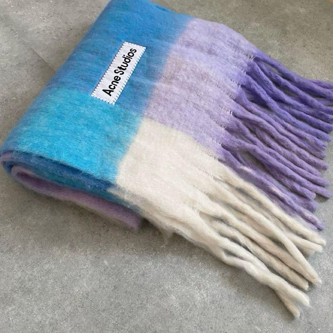 ※圧縮簡易梱包【新品未使用】Acne Studios チェックストールパープル系