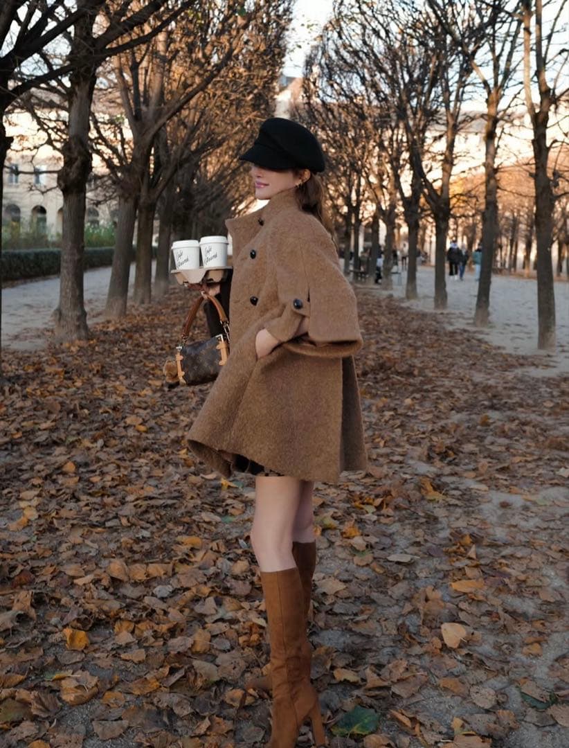 shellerシェリエclassical cape like coatキャメル