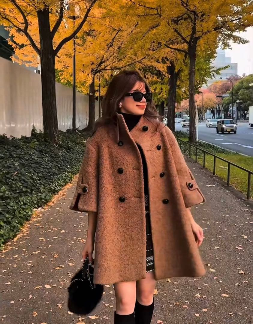 shellerシェリエclassical cape like coatキャメル