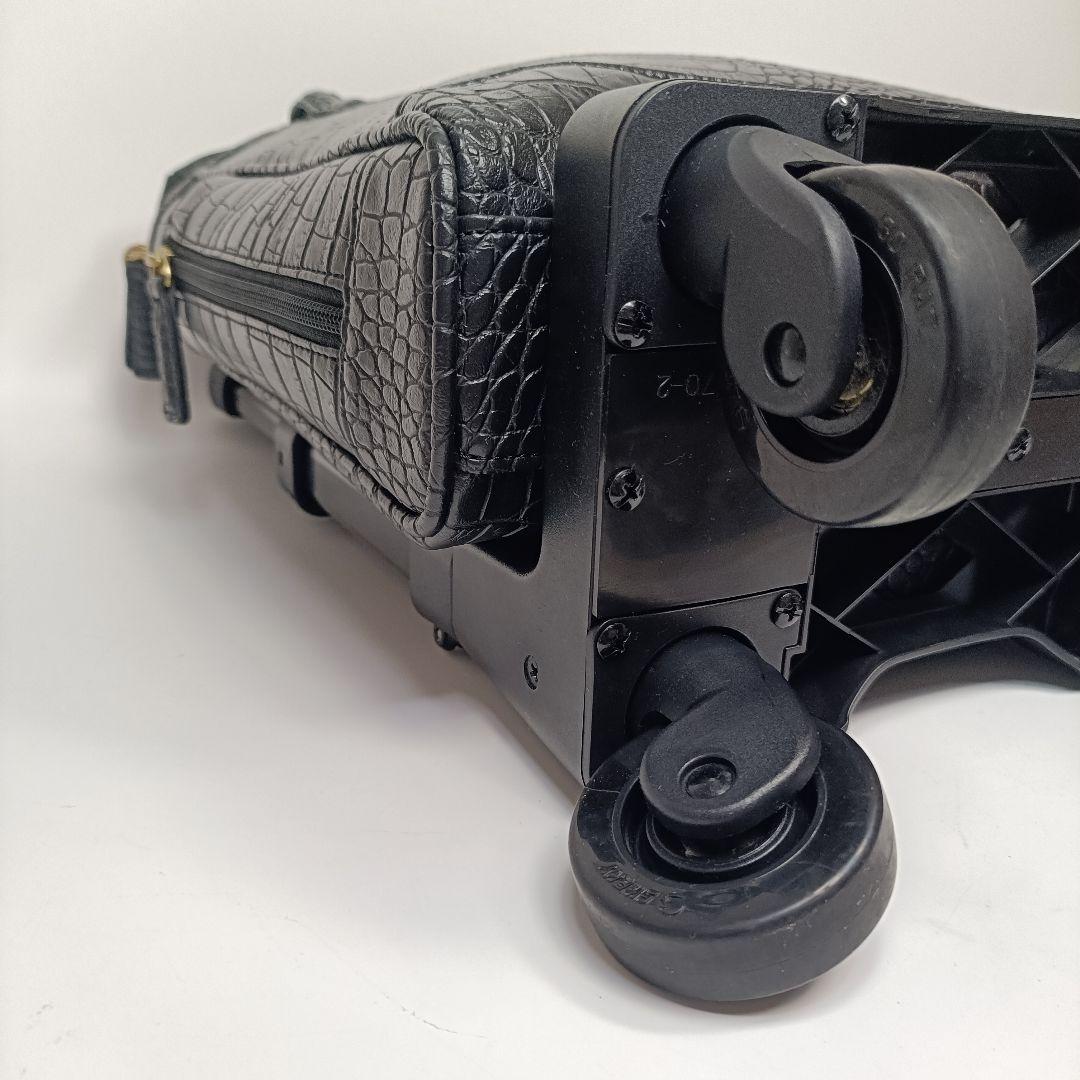 美品　swany スワニー キャリーバッグ クロコ型押し ブラック