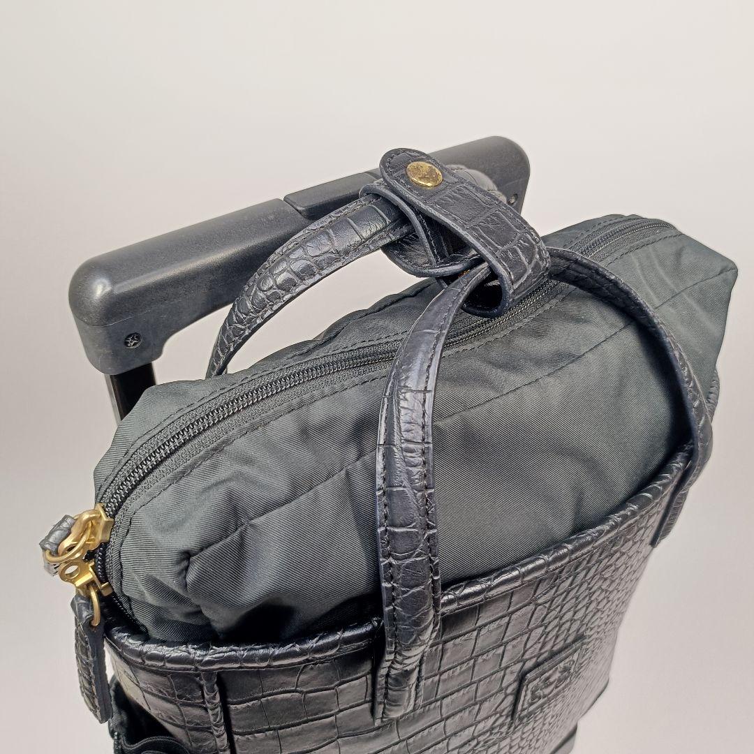 美品　swany スワニー キャリーバッグ クロコ型押し ブラック