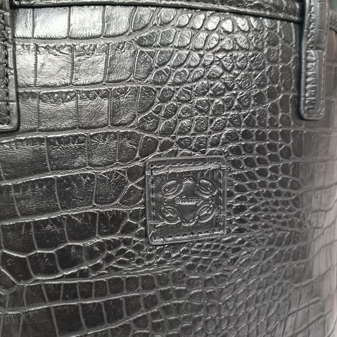 美品　swany スワニー キャリーバッグ クロコ型押し ブラック