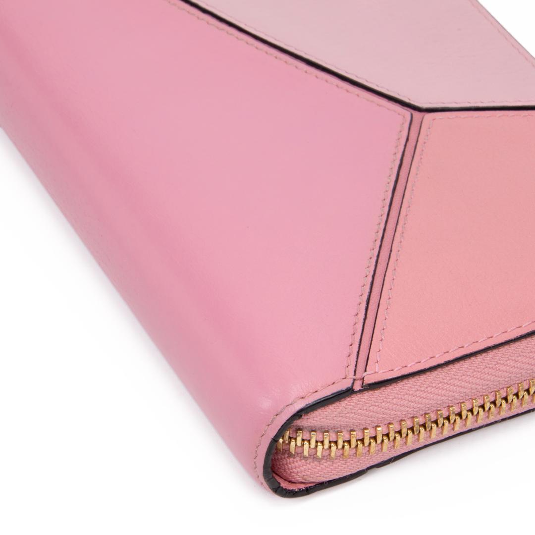 本物 ロエベ 長財布 ファスナー レディース パズル ピンク アナグラム ロゴ