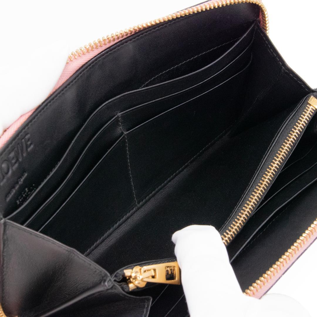 本物 ロエベ 長財布 ファスナー レディース パズル ピンク アナグラム ロゴ