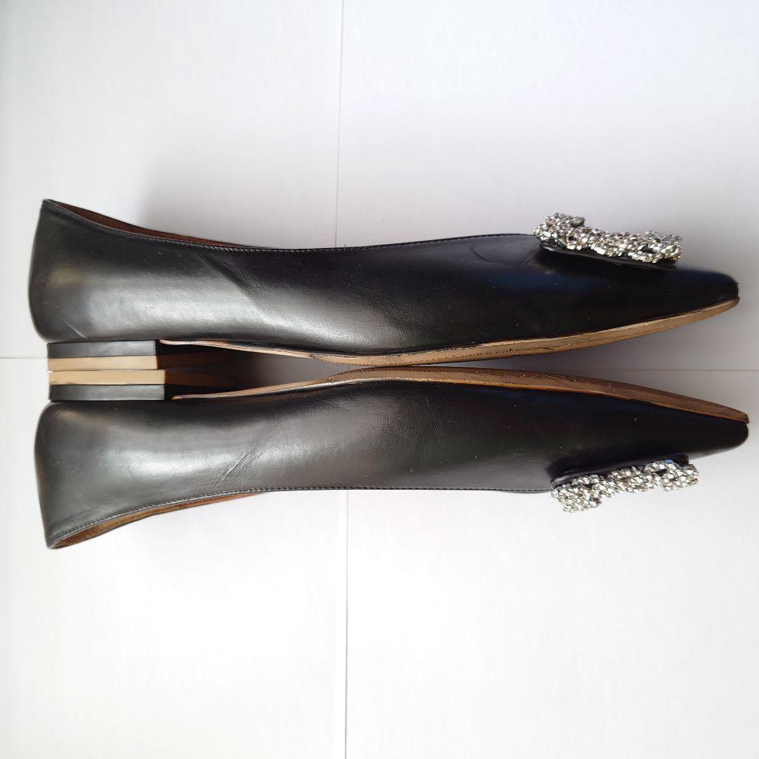 PIPPICHIC ピッピシック 24.5 ブラック フラットシューズ ビジュー