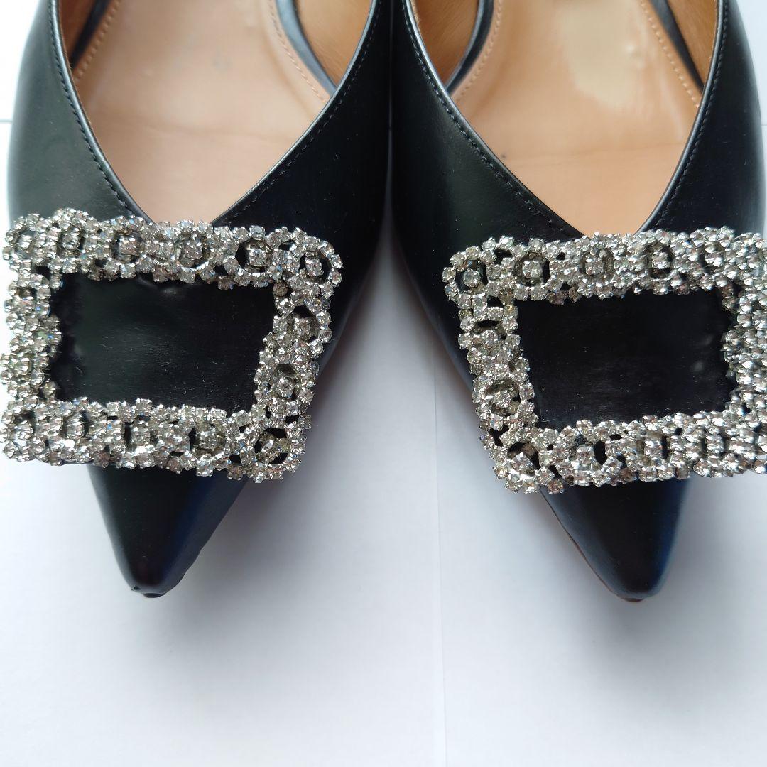 PIPPICHIC ピッピシック 24.5 ブラック フラットシューズ ビジュー