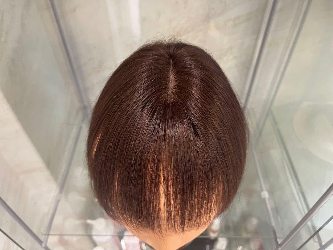 人毛ブラウン100%レミー毛ウィッグソムリエバランス調整済み部分ウィッグ