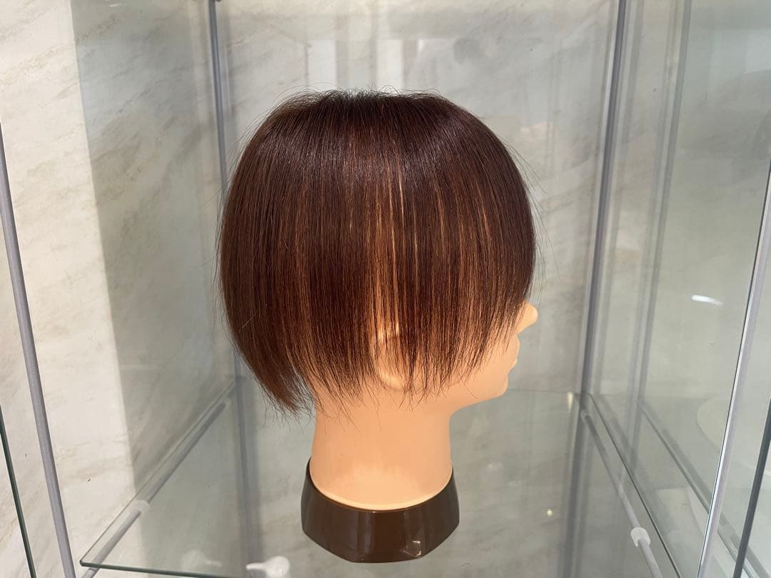 人毛ブラウン100%レミー毛ウィッグソムリエバランス調整済み部分ウィッグ