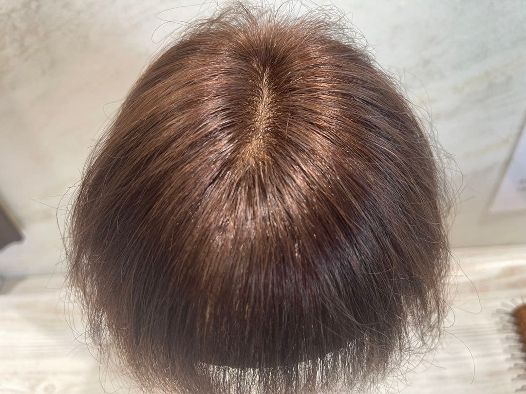 人毛ブラウン100%レミー毛ウィッグソムリエバランス調整済み部分ウィッグ