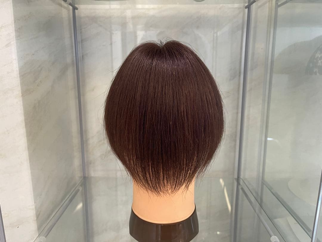 人毛ブラウン100%レミー毛ウィッグソムリエバランス調整済み部分ウィッグ