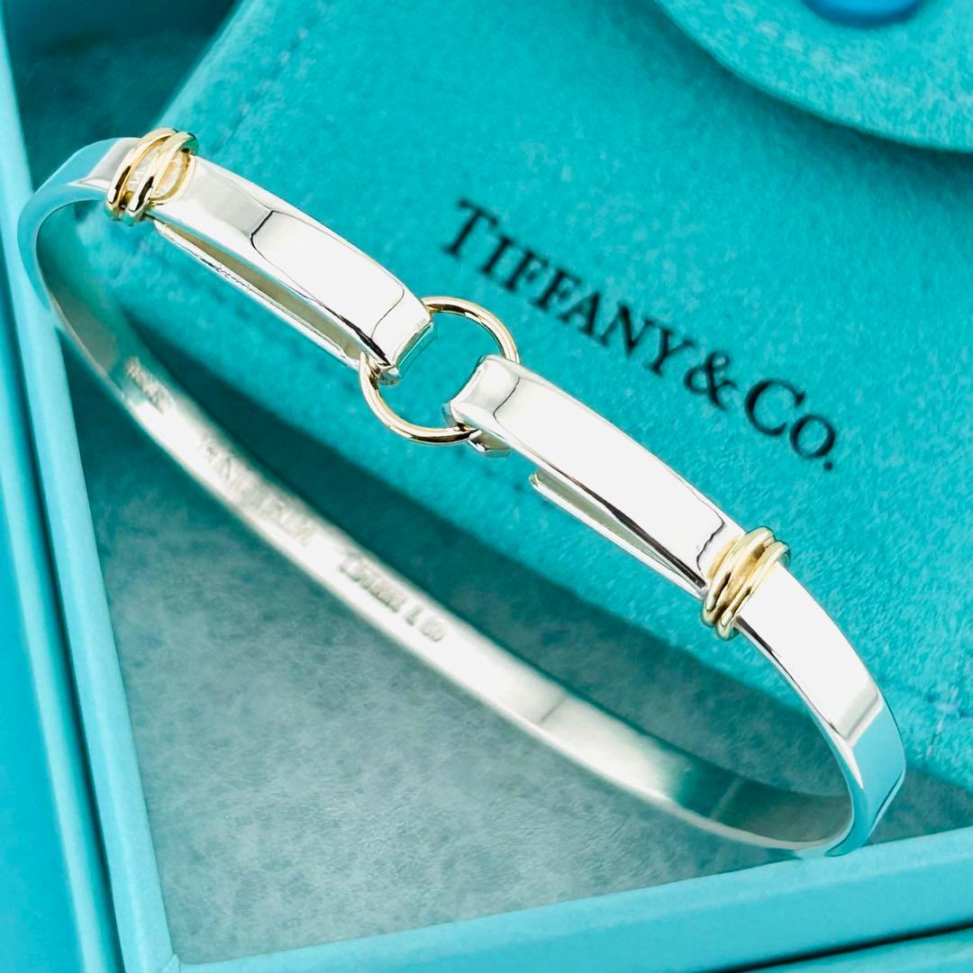 【美品】希少　TIFFANY&Co. フック　コンビ　バングル 273