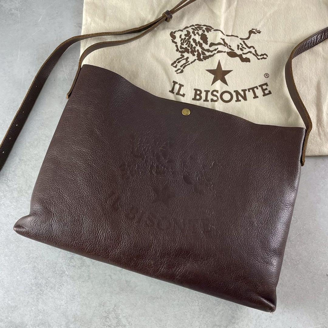 ✨美品✨イルビゾンテ　ショルダーバッグ　クロスボディ　デカロゴ　大容量　濃茶