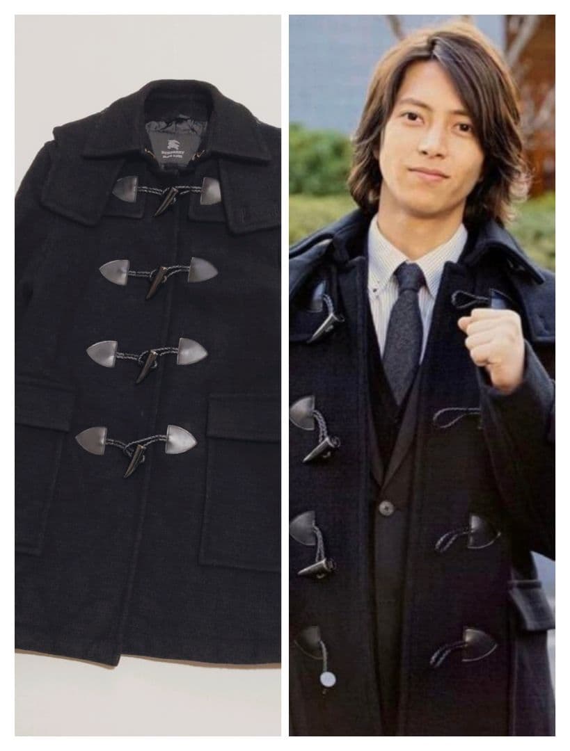 極美品　バーバリー ブラックレーベル ダッフルコート　山下智久　キルティング　黒