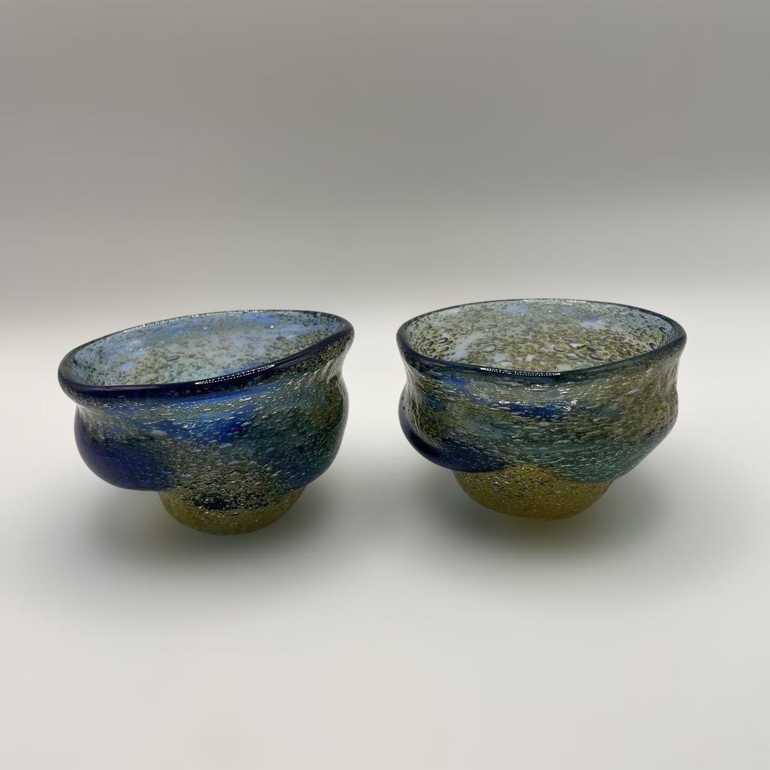 琉球ガラス　稲嶺盛吉作ぐいのみ