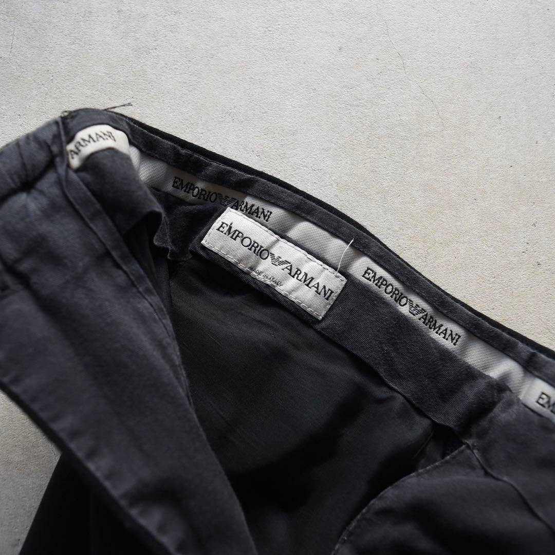 00s エンポリオアルマーニ ギャバジンウールスラックス 黒ブラックW34L30