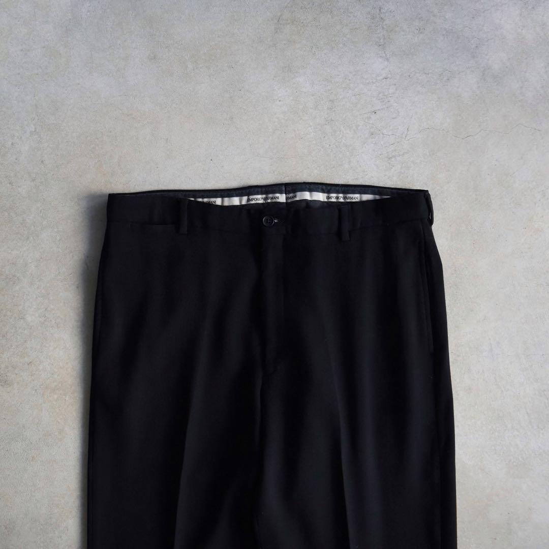 00s エンポリオアルマーニ ギャバジンウールスラックス 黒ブラックW34L30