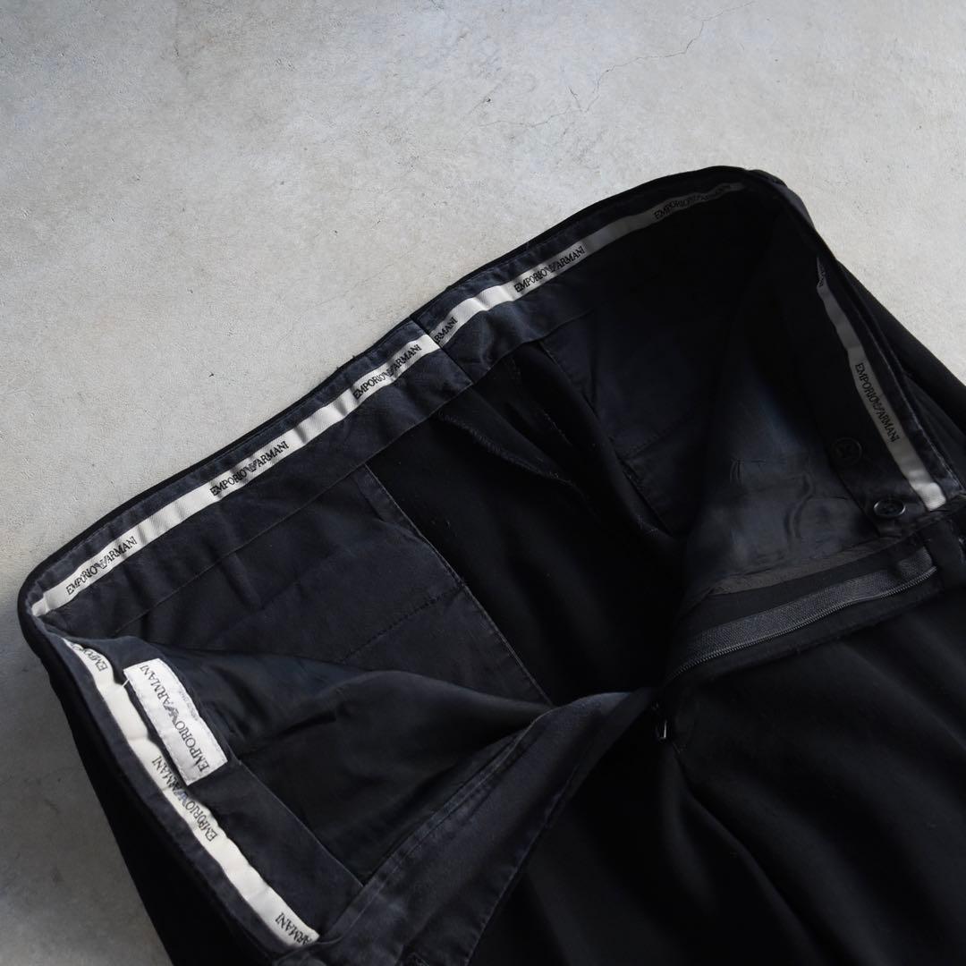 00s エンポリオアルマーニ ギャバジンウールスラックス 黒ブラックW34L30