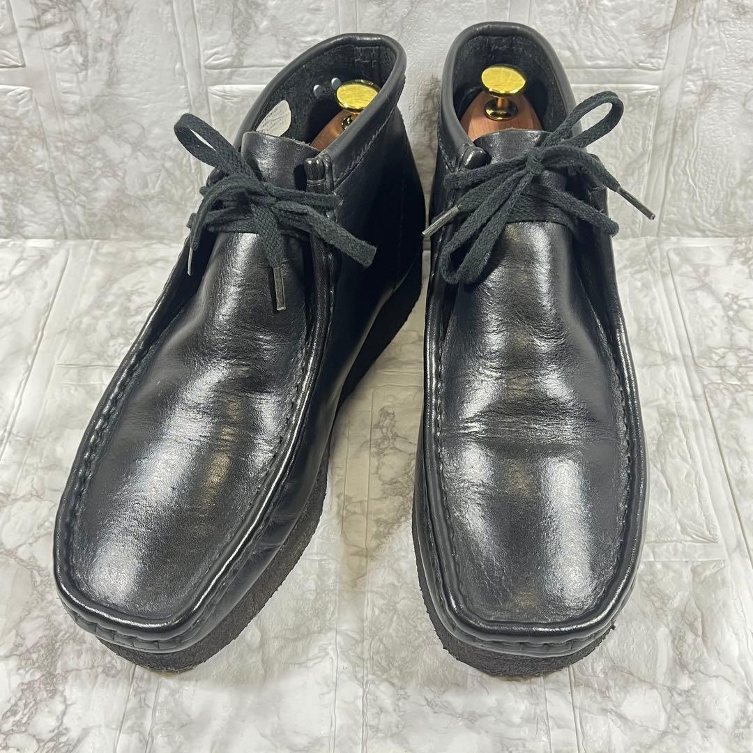 【美品】Clarks クラークス　ワラビーブーツ　レザー　ブラック　　26㎝