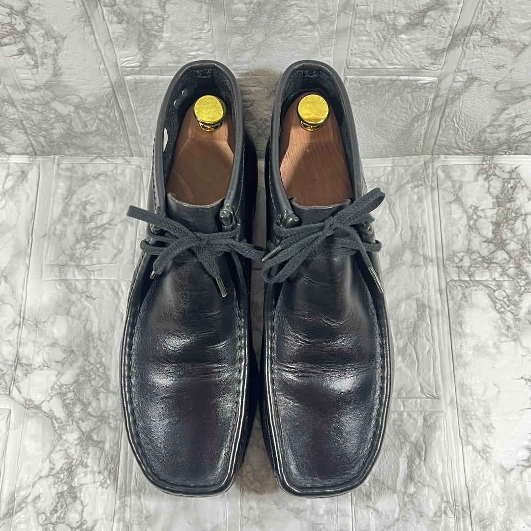 【美品】Clarks クラークス　ワラビーブーツ　レザー　ブラック　　26㎝
