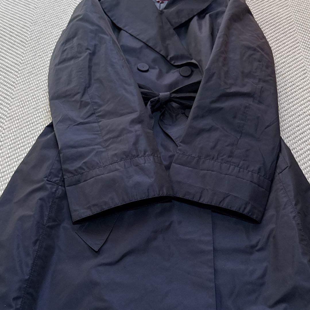 極美品 AMACA アマカ ナイロントレンチコート ベルト ネイビー Lサイズ