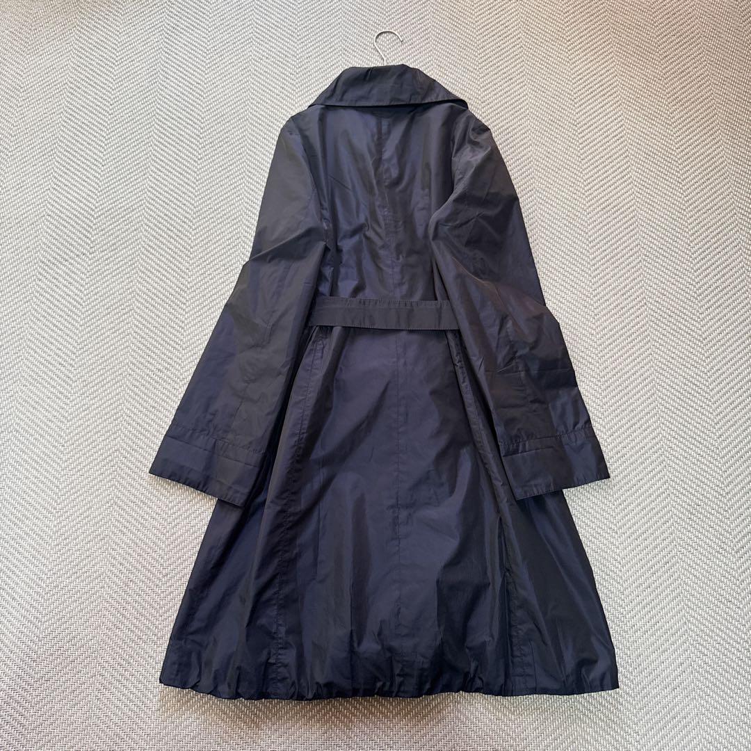 極美品 AMACA アマカ ナイロントレンチコート ベルト ネイビー Lサイズ