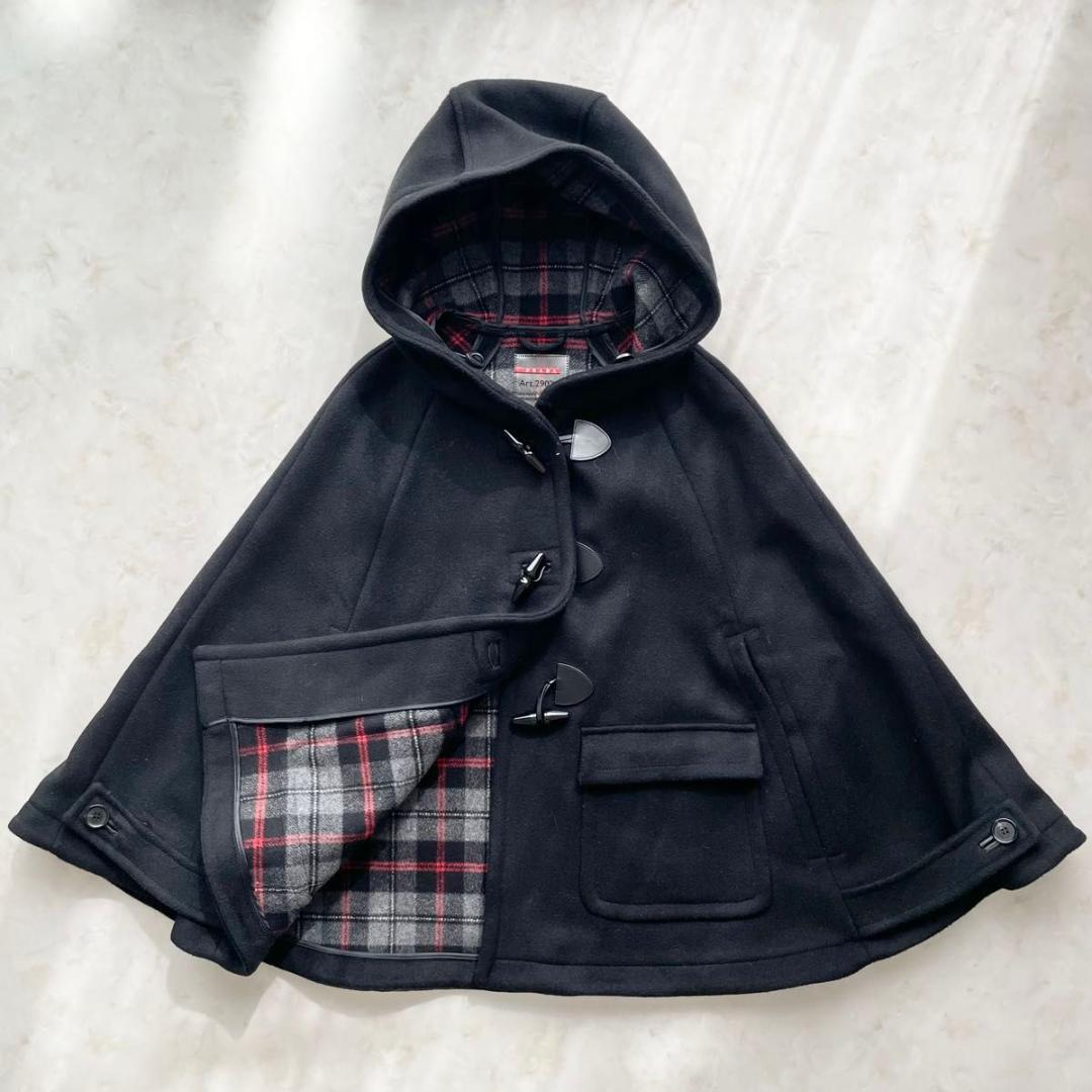 【未使用級】PRADA　ポンチョ　マント　ダッフルコート　チェック柄　38 M