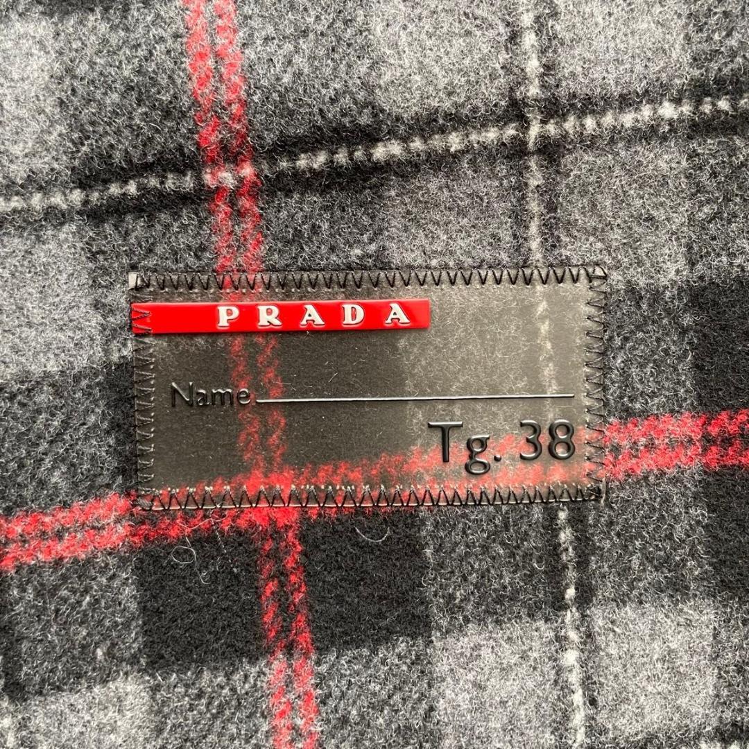 【未使用級】PRADA　ポンチョ　マント　ダッフルコート　チェック柄　38 M