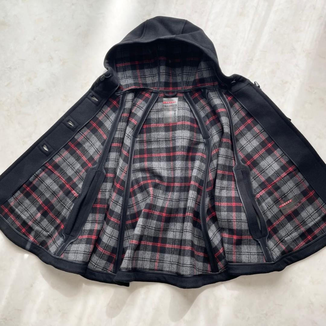【未使用級】PRADA　ポンチョ　マント　ダッフルコート　チェック柄　38 M