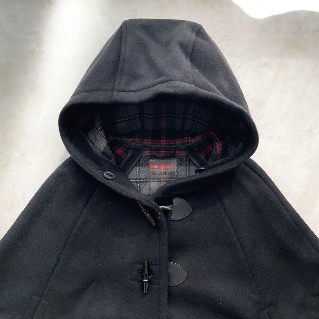 【未使用級】PRADA　ポンチョ　マント　ダッフルコート　チェック柄　38 M