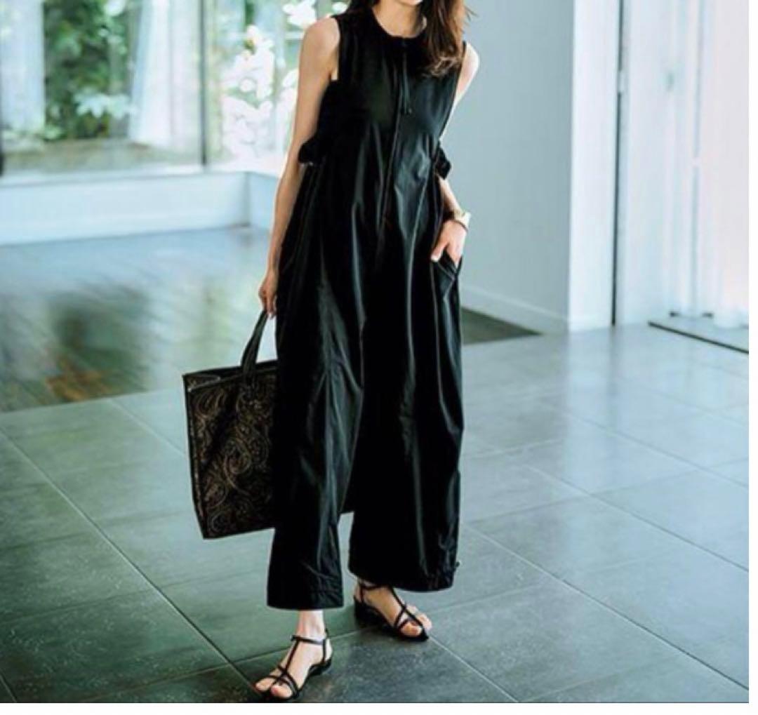 AREGRE フロントZIPオールインワン　ブラック