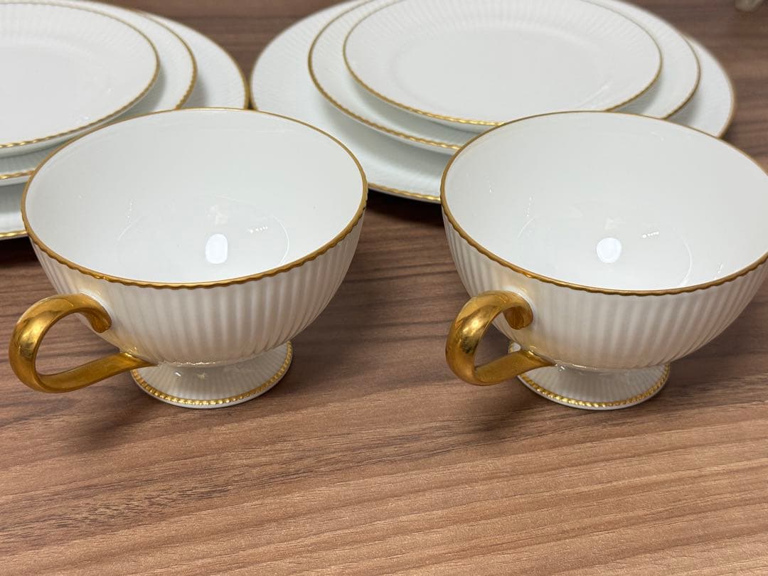 ノリタケ 金彩 ホワイト カップ&ソーサー プレート　ダイヤモンドコレクション
